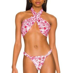 Lovers + Friends Pink and White Bikini
